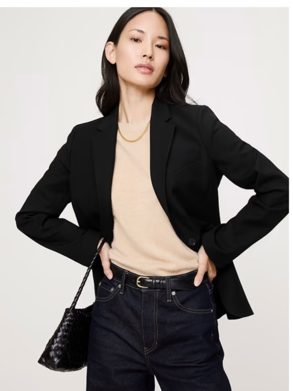 Banana Republic Stretch Crepe Single Breasted Blazer Jacket Career Black 8